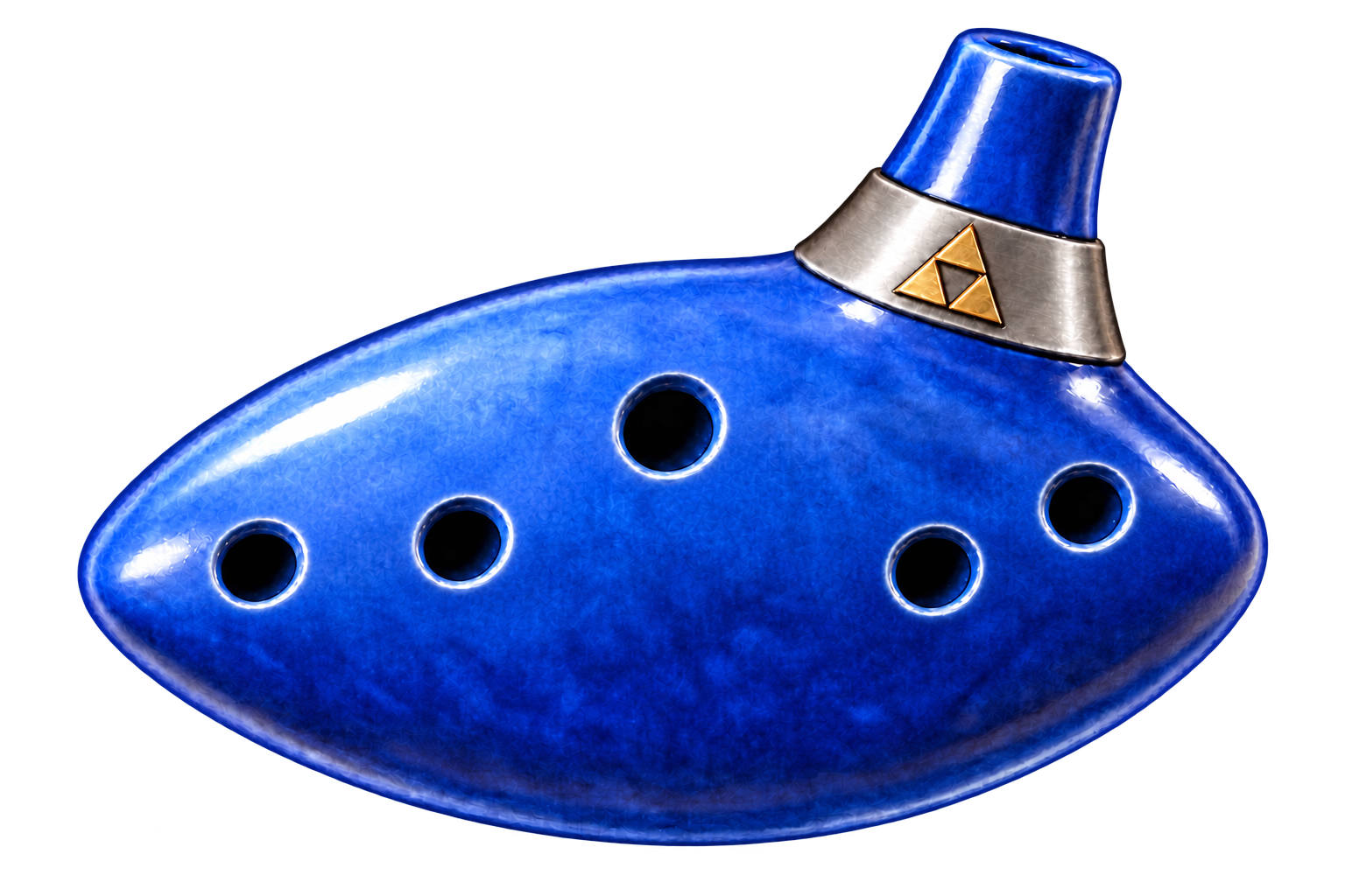 Ocarina azul de cerâmica com cinco furos tocáveis